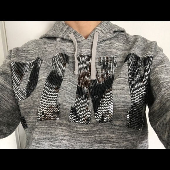 PINK Victoria's Secret Tops - PINK Victoria’s Secret Gray Sequin Sweatshirt